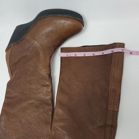 Pierre Hardy Brown Leather Knee High Pull On Tall Wedge Platform Boots Size 38 - Picture 7 of 12